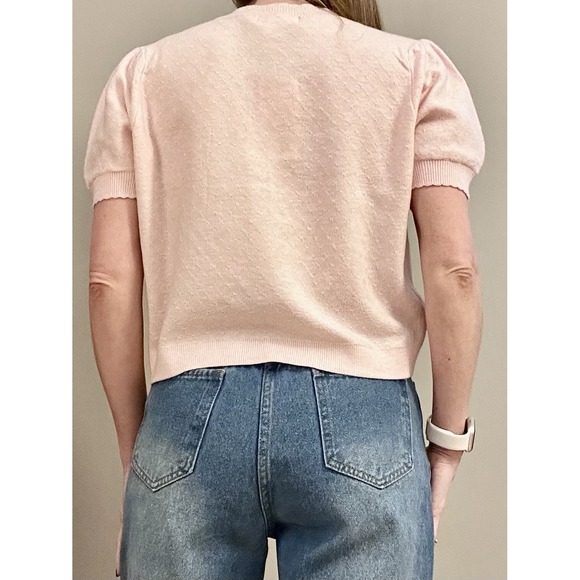 Light Pink Cardigan Short Sleeve Button Up M Jessica Simpson New - Picture 4 of 7